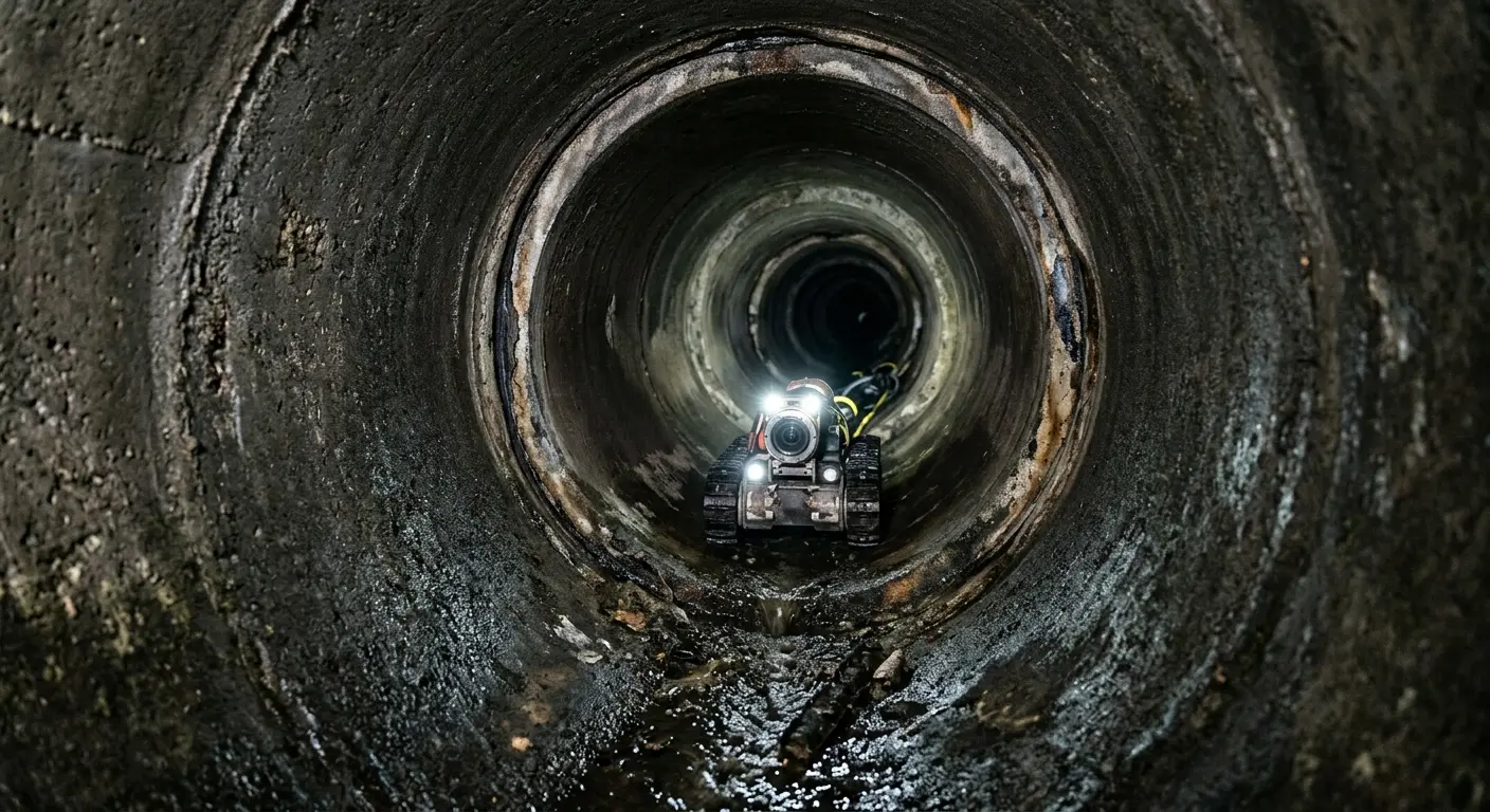 Robotic sewer camera inspecting pipe interior for Sewer Line Repair in Upland